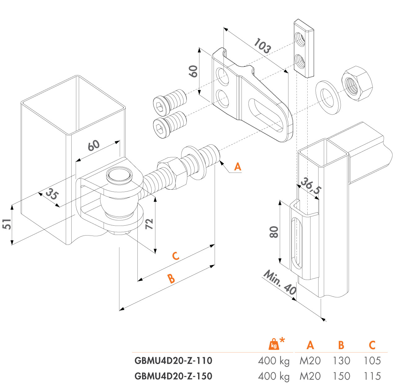 GBMU4D20 Dimensions 1280px